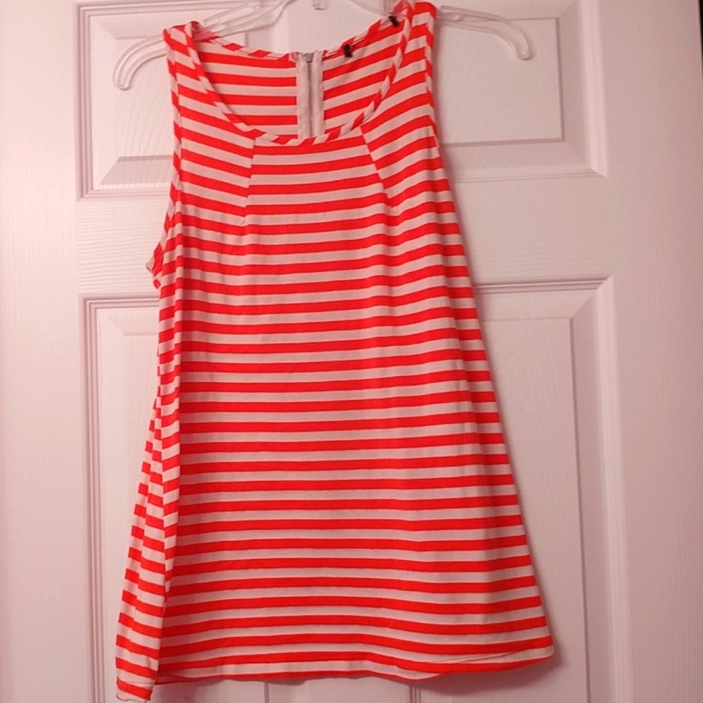 4/$15 💗 Womens Size M Orange & White Stripped Tank Top